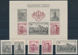 ** 1955 Praga'55 Bélyegkiállítás Vágott Sor Mi 934-938 B + Blokk 16 B - Other & Unclassified