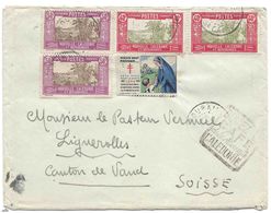 Nouvelle Calédonie Cachet BOURAIL 1938 Lettre De La Léproserie Tchila à LIFOU, + DAGUIN BUVEZ LE CAFE Pour La Suisse - Briefe U. Dokumente