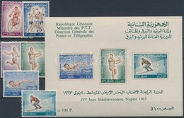 ** 1964 Mediterrán Sportjátékok Sor Mi 833-838 + Blokk Mi 26 - Altri & Non Classificati