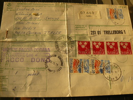 1971 SVERIGE  POSTAL DOCUMENT + BEAUTIFULS POSTAGESTAMPS  //// BEI FRANCOBOLLI SU DOCUMENTO VIAGGIATO DA SVEZIA X ITALIA - Altri & Non Classificati