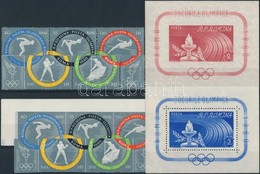 ** 1960 Nyári Olimpia, Róma Vágott + Fogazott Sor 4 Db Hármascsíkban Mi 1853-1857 A+B + Blokksor Mi 46-47 (blokkon (Mi 4 - Altri & Non Classificati