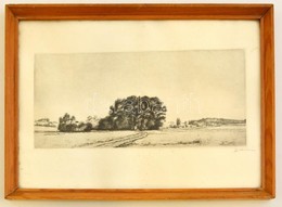 Boldizsár István (1897-1984): Föld út. Rézkarc, Papír, Jelzett, üvegezett Keretben, 13×29 Cm - Andere & Zonder Classificatie