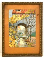 Kollár Jelzéssel: Őszi Patakpart, Akvarell, Papír, üvegezett Fa Keretben, 32×23 Cm - Autres & Non Classés