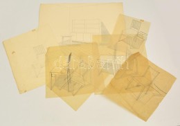 Kozma Jelzéssel: Bútor Tervek. Pausz és Normál Papír, Ceruza-tus, összesen: 6 Db, 28×26-50×35 Cm - Autres & Non Classés