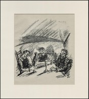 Márffy Ödön (1878-1959): Asztaltársaság. Litográfia, Papír, Utólag Jelzett, Paszpartuban, 21×17,5 Cm - Autres & Non Classés