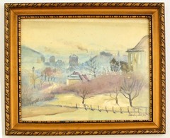 Mednyánszky Jelzéssel: Kilátás A Városra. Akvarell, Papír, üvegezett Keretben, 28×33 Cm - Autres & Non Classés