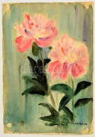 Modok Jelzéssel: Virágok. Akvarell, Papír, Apró Szakadással, 43×30 Cm - Autres & Non Classés