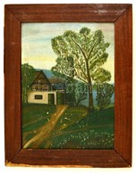 Rudnay Jelzéssel: Ház Az út Végén. Olaj, Karton, Keretben, 34×26 Cm - Autres & Non Classés