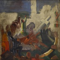 Ruzicskay György (1896-1993): Keresztállítás. Olaj, Vászon, Jelzett, Keretben, 100×100 Cm - Autres & Non Classés