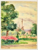 Sostarics Lajos (1896-1968): Városliget. Akvarell, Papír, Kis Gyűrődéssel, Jelzett, 27×21 Cm - Autres & Non Classés