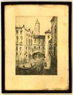 Olvashatatlan Jelzéssel: Velencei Laguna. Litográfia, Papír, üvegezett Keretben,  21×16 Cm - Autres & Non Classés