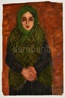 Jelzés Nélkül: Idős Asszony Portréja. Akvarell, Papír, 44×31 Cm - Autres & Non Classés