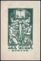 Divéky József (1887-1951): Ex Libris Lux Gyula. Fametszet, Papír, Jelzett A Dúcon, 12x7 Cm - Autres & Non Classés