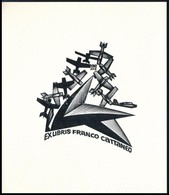 Anatolij Kalaschnikow (1930-2007): Ex Libris Farnco Cattaneo. Fametszet, Papír, Jelzett A Dúcon, 9×7 Cm - Altri & Non Classificati