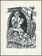 Karancsi Sándor: Ex Libris Galambos Ferenc. Fametszet, Papír, Jelzett A Metszeten, 14,5x11 Cm - Altri & Non Classificati