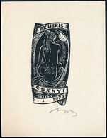 Nagy Lázár László (1935-): Erotikus Ex Libris Csányi István. Fametszet, Papír, Jelzett, 9×5 Cm - Andere & Zonder Classificatie