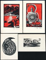 Tóth Rózsa (1942 -): 4 Db Ex Libris. Linó, Papír, Jelzett, Kettőn Hátoldalt üdvözlő Sorokkal 10x15 Cm - Autres & Non Classés