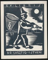 Vadász Endre (1901-1944): Ex Libris Dr Lusztig István, Fametszet, Papír, 10×7,5 Cm - Andere & Zonder Classificatie