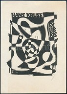Erhard Zierold (1920-2005): Ex Libris Hans Kruse. Linómetszet, Papír, Jelzett, 8,5×6 Cm - Autres & Non Classés