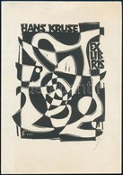 Erhard Zierold (1920-2005): Ex Libris Hans Kruse. Linómetszet, Papír, Jelzett, 8,5×6 Cm - Other & Unclassified