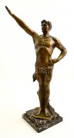 Carlos Jelzéssel: Ave Cézár. Bronz, Márvány Talapzaton, Mozog A Rögzítésnél, M: 48 Cm - Other & Unclassified