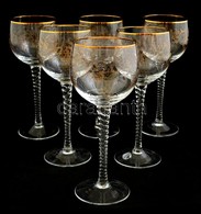 6 Db Boros Pohár, Szőlőmotívumos Díszítéssel, Hibátlanok, M: 18 Cm - Verre & Cristal