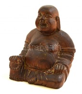 Nevető Buddha, Fa Szobor, M: 12,5 Cm - Other & Unclassified