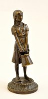 Lány Vödörrel, Bronz Figura, M: 15 Cm - Other & Unclassified