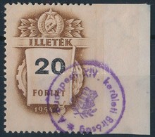 1954 Jobb Oldalon Fogazatlan 20 Ft Illetékbélyeg, Használt - Unclassified