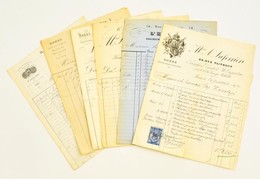 1877-1878 Párizs, Gróf Károlyi Gyuláné Számára Kiállított 6 Db Francia Nyelvű Számla Divatszalonokból, Okmánybélyegekkel - Unclassified