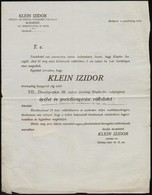 1912 Bp. Dohány Utca, Klein Izidor Épület- és Portálüvegezési Vállalat Reklámja, Hátoldalon Bélyeggel - Non Classés