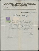 1923 Bp.VII., Kovács Vilmos és Társa Kávé és Tea Behozatal, Fűszer és Gyarmatáruk Nagyban és Kicsinyben Fejléces Levélpa - Unclassified