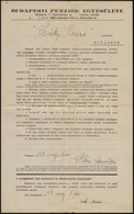 1943 Budapesti Penziók Egyesülete által Kiállított Személyzeti Kilépő Papír - Non Classés