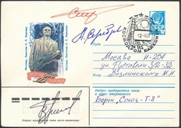 Alekszandr Szerebrov (1944-2013), Vlagyimir Tyitov (1947- ) és Gennagyij Sztrekalov (1940-2004) Szovjet űrhajósok Aláírá - Other & Unclassified