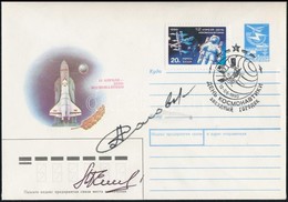 Anatolij Szolovjov (1948- ) és Alekszandr Balangyin (1953- ) Szovjet űrhajósok Aláírásai Emlékborítékon /

Signatures Of - Autres & Non Classés