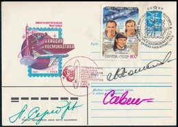 Szvetlana Szavickaja (1948-), Alekszandr Szerebrov (1944-2013) és Leonyid Popov (1945- ) Orosz űrhajósok Aláírásai Emlék - Autres & Non Classés