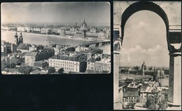 Cca 1954 Budapest, Kossuth Híd ábrázolások, 2 Db Vintage Fotó + Hozzáadva 1 Db Képeslapot, 14x9 Cm és 18x24 Cm Között - Autres & Non Classés