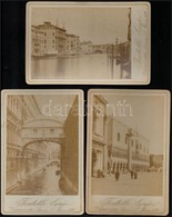 Cca 1900 Velence, 3 Db Keményhátú Fotó, Fratelli Gajo, 16,5x11 Cm / Venice, 3 Photos - Autres & Non Classés