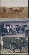 Cca 1910-1914 Lovas Hintók Vidéken, 3 Db Fotólap, Egyik Felületén Törésnyomokkal, 9x14 Cm - Autres & Non Classés