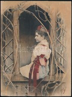 Cca 1900 Lány Az Ablakban, Kézzel Színezett Fotó, 21,5x16 Cm - Autres & Non Classés