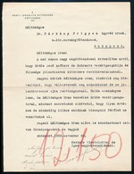 1938 Bp., A Pesti Izraelita Hitközség Főtitkára által írt Levél, Zsidó Hitből Való Kitérés ügyében - Autres & Non Classés