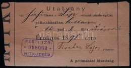 1898 Ülőhely-utalvány A Síp Utcai Iskola Imaházába Fischer Lajos Részére - Andere & Zonder Classificatie