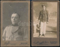 Cca 1910-1921 Fiatal Katonák Műtermi Portréi, 2 Db, Budapesti Műtermekből, 10x7 Cm - Andere & Zonder Classificatie