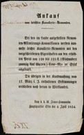 1854 Német Nyelvű Hirdetmény Katonai Lóvásárlás Tárgyában, 36,5x23 Cm - Autres & Non Classés