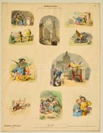 Cca 1848-1898 'Soldatenleben' Münchener Bilderogen 9. Auflage, Kézzel Színezett Illusztráció, Paszpartuban, 42x32 Cm - Autres & Non Classés