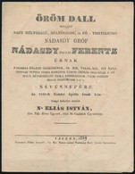 1839 Éliássy (Eliás) István (1801-?): Öröm Dall Mellyet Nagy Méltóságú, Méltóságos, és Főtisztelendő Nádasdy Paulai Fere - Unclassified