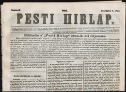 1843 Pesti Hírlap 1843. December 7. 306. Szám, 835-842. P. Kiadja Landerer Lajos, Szerkeszti Kossuth Lajos. Korabeli Rek - Non Classificati