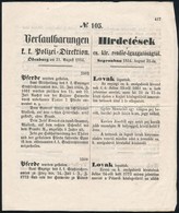 1854 Sopron, Hirdetések Cs. Kir. Rendőr Igazgatóságtól, Benne Különféle Bűncselekmények Leírása, Kétnyelvű, 4 P. - Non Classés