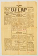 1920 'Uj Lap' Politikai Napilap XIX. évfolyam 159. Szám, Háborús Hírekkel, Cenzúrázott (?) Oldalakkal - Non Classificati