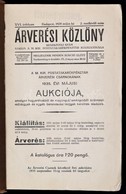 1935 Az Árverési Közlöny 16  évf. 2 Rendkívüli Száma Benne Az Aukció Részletei, árak,fotók, . Papírkötésben. - Non Classés